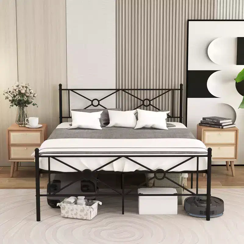Full/Queen Size Metal Platform Bed Frame with Headboard