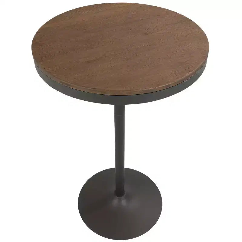 Industrial Adjustable Bar Height Table - Bamboo Top, Black Metal Base