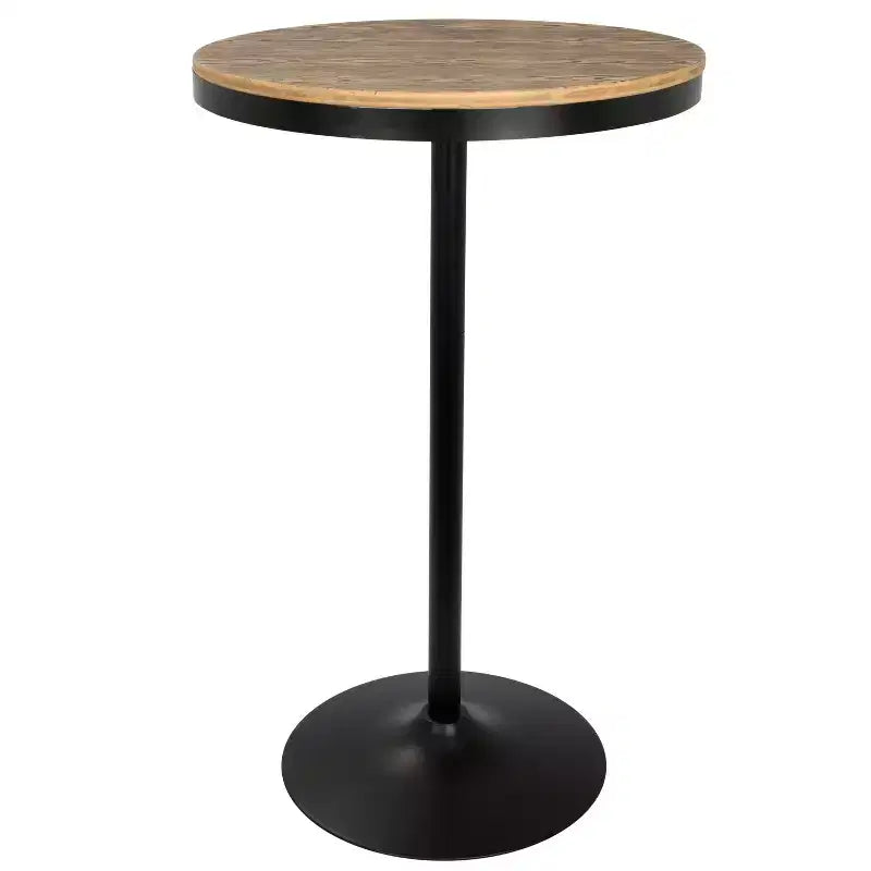 Industrial Adjustable Bar Height Table - Bamboo Top, Black Metal Base