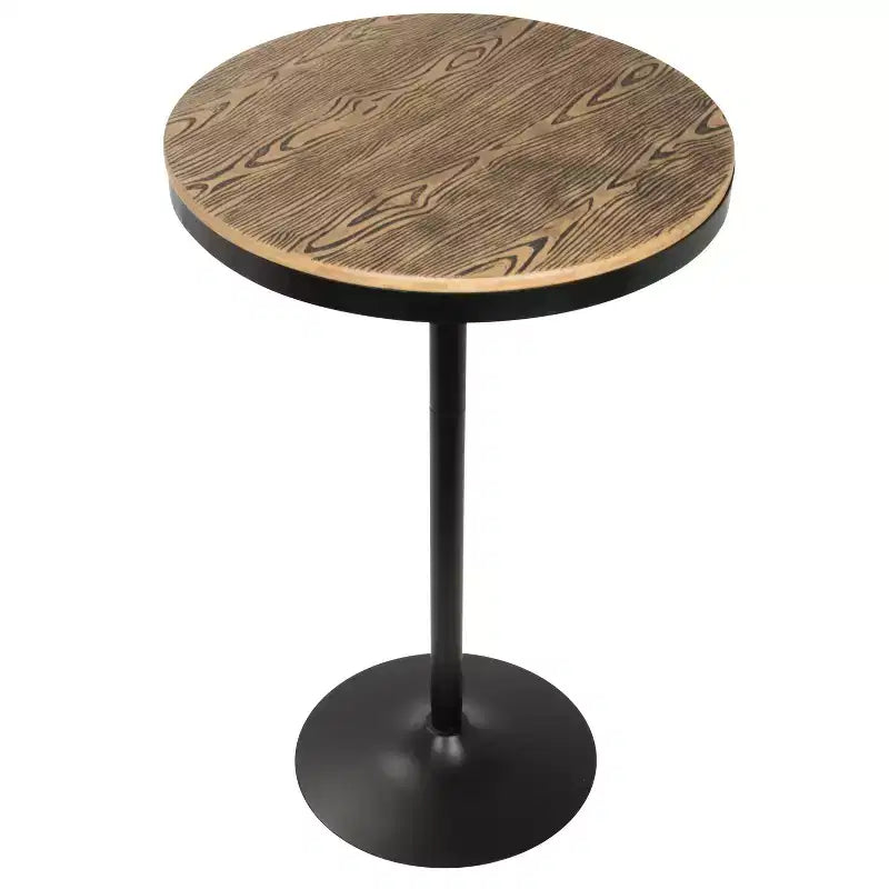 Industrial Adjustable Bar Height Table - Bamboo Top, Black Metal Base