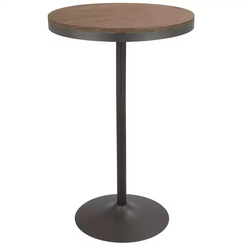 Industrial Adjustable Bar Height Table - Bamboo Top, Black Metal Base