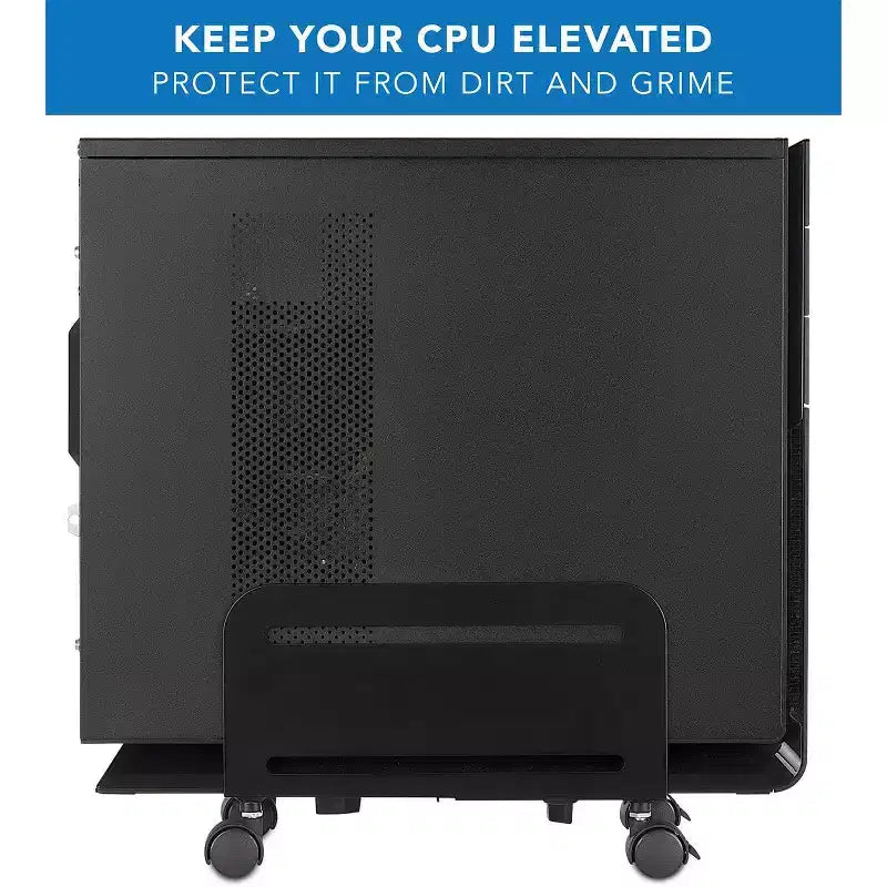 Rolling CPU Stand with Wheels - Adjustable Width 4.87" to 8.5", Steel
