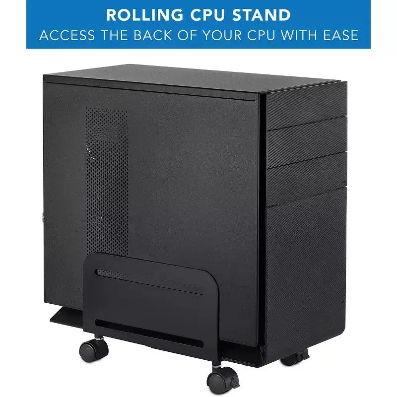 Rolling CPU Stand with Wheels - Adjustable Width 4.87" to 8.5", Steel
