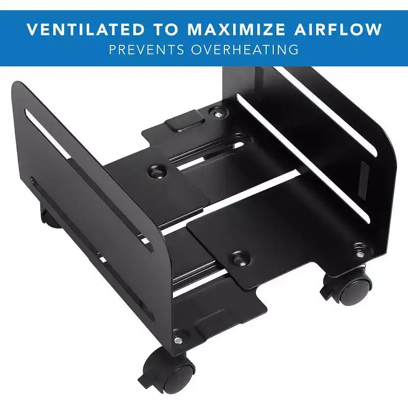 Rolling CPU Stand with Wheels - Adjustable Width 4.87" to 8.5", Steel
