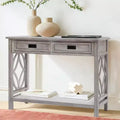 Gray Wood 2-Drawer 1-Shelf Console and Entryway Table