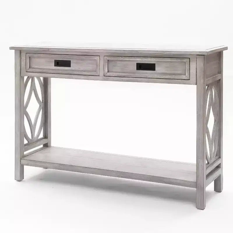 Gray Wood 2-Drawer 1-Shelf Console and Entryway Table