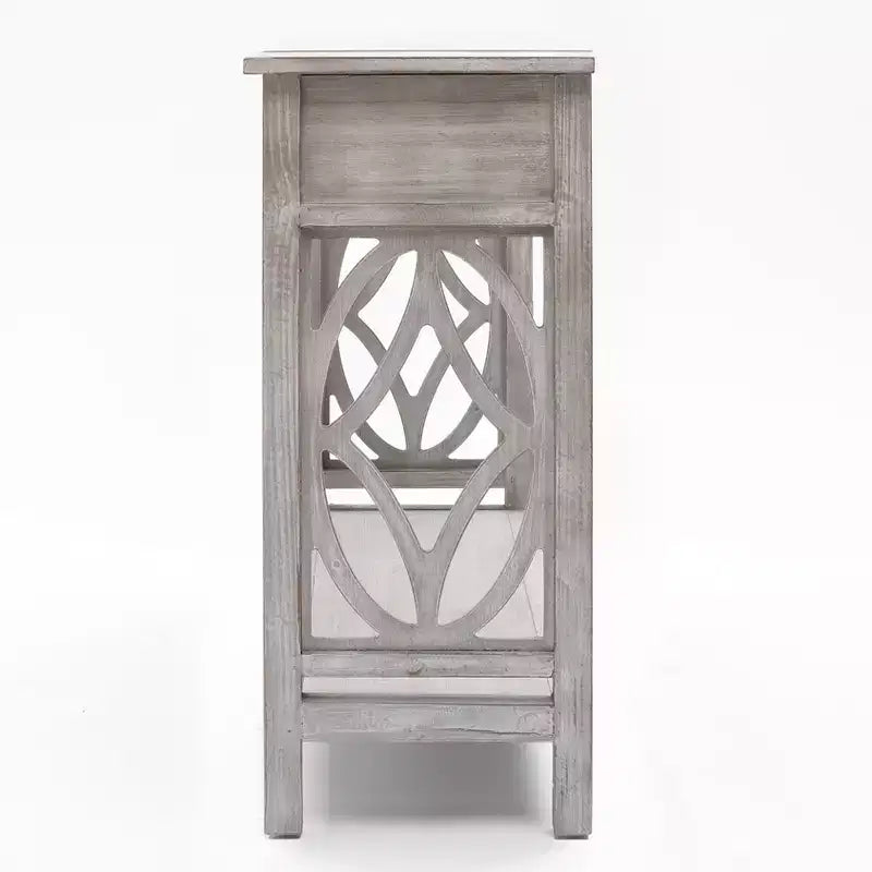 Gray Wood 2-Drawer 1-Shelf Console and Entryway Table