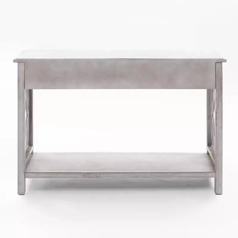 Gray Wood 2-Drawer 1-Shelf Console and Entryway Table