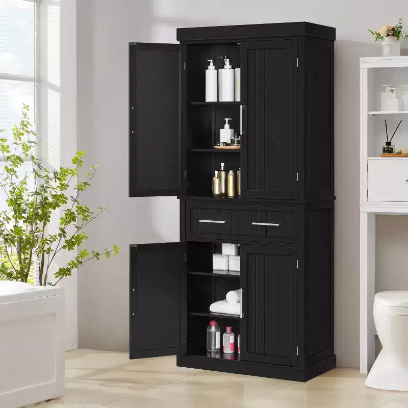 72.5" Kitchen Pantry Cabinet with Adjustable Shelves, White