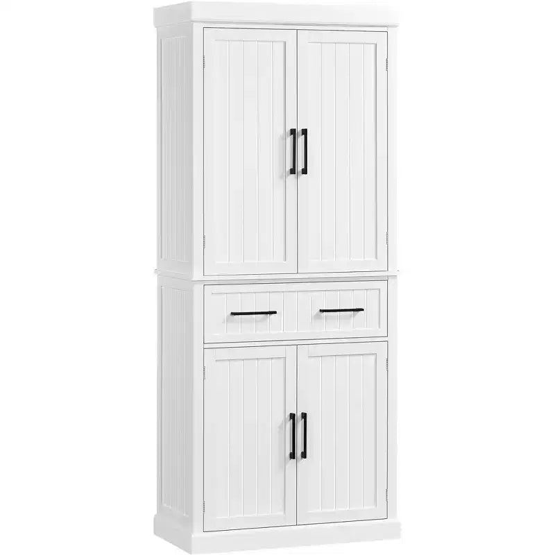 72.5" Kitchen Pantry Cabinet with Adjustable Shelves, White