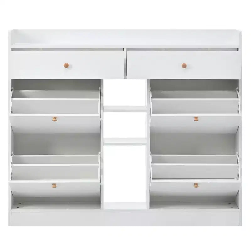 Modern Shoe Cabinet with 4 Flip Drawers - Holds 19 Pairs