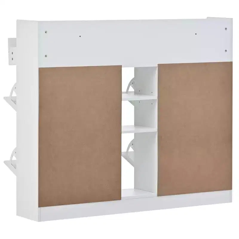 Modern Shoe Cabinet with 4 Flip Drawers - Holds 19 Pairs