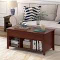 Lift Top Coffee Table with Hidden Compartment and Storage Shelves, Brown