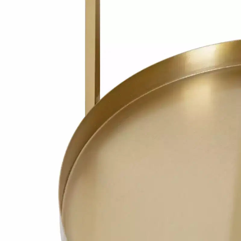 17" Round Marble Top Metal Side Table, Gold