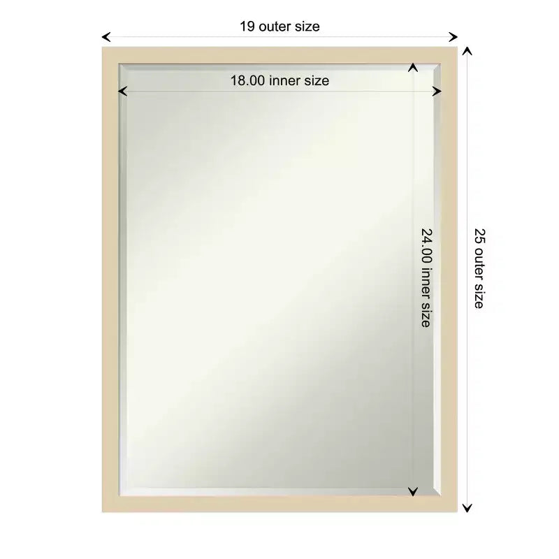 Petite Bevel Wood Bathroom Wall Mirror - Narrow Contemporary Frame