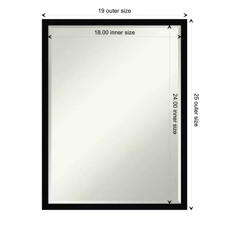 Petite Bevel Wood Bathroom Wall Mirror - Narrow Contemporary Frame