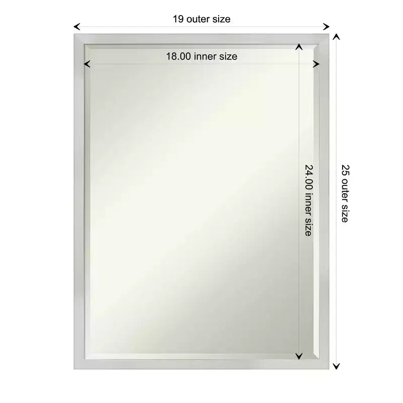 Petite Bevel Wood Bathroom Wall Mirror - Narrow Contemporary Frame