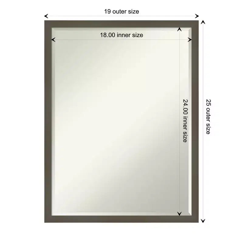 Petite Bevel Wood Bathroom Wall Mirror - Narrow Contemporary Frame
