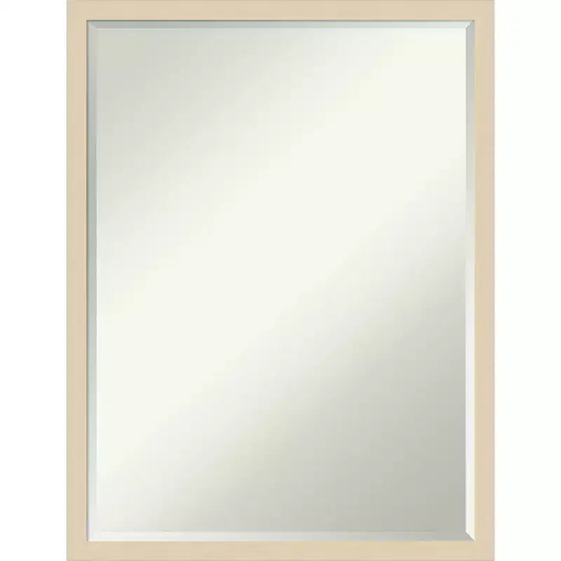 Petite Bevel Wood Bathroom Wall Mirror - Narrow Contemporary Frame