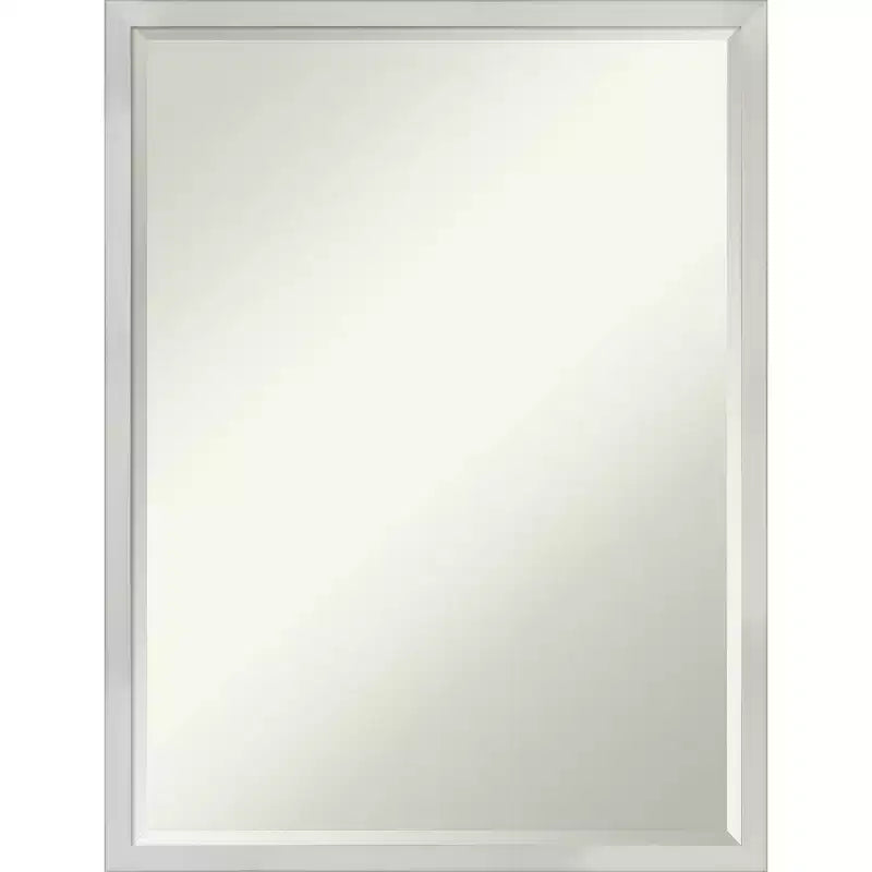 Petite Bevel Wood Bathroom Wall Mirror - Narrow Contemporary Frame
