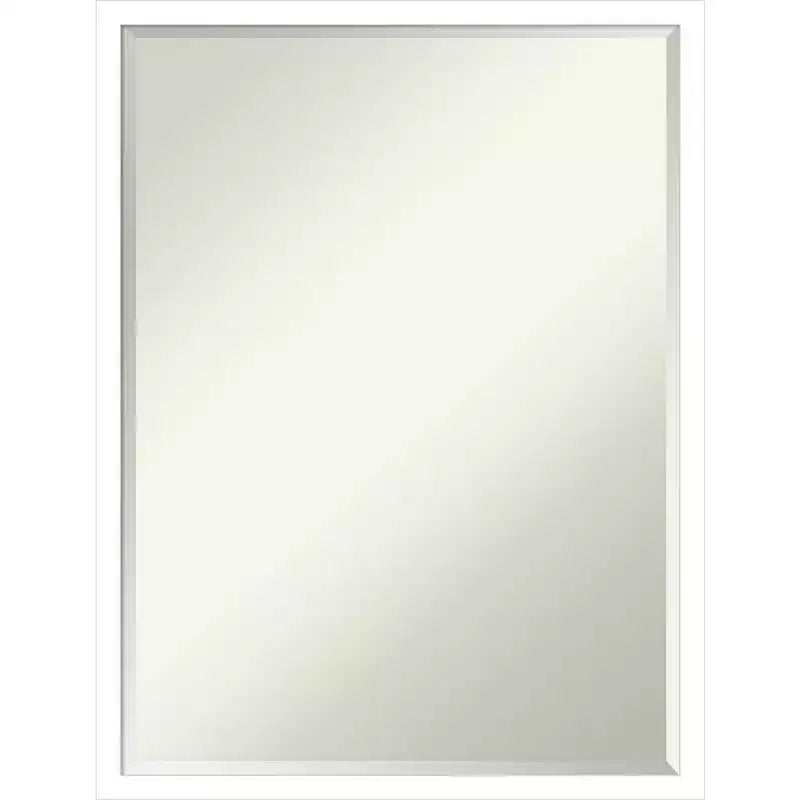Petite Bevel Wood Bathroom Wall Mirror - Narrow Contemporary Frame