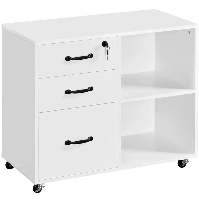 Vintage Rolling File Cabinet with 3 Drawers for Home and Office
