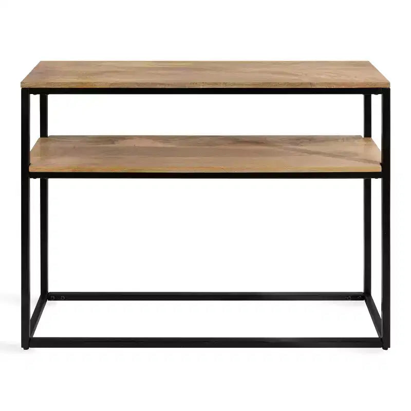 Rectangle Wood Console Table, 36x10x30, Natural and Black