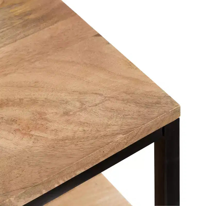 Rectangle Wood Console Table, 36x10x30, Natural and Black