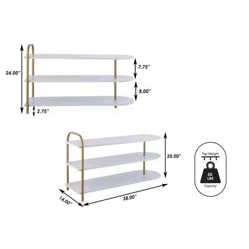 Modern 3-Tier Iron Curved Shoe Rack - 9 Pairs