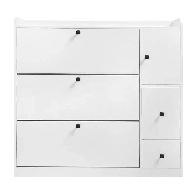 Shoe Cabinet with 3 Flip-Top Drawers and Pull-Down Seat