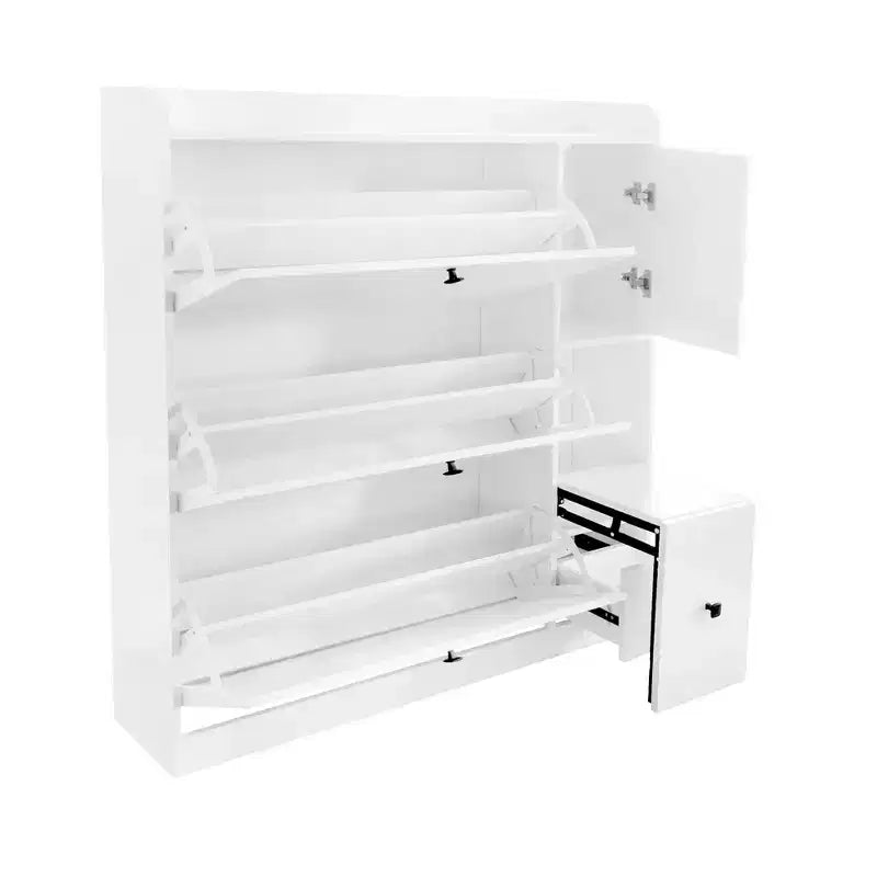 Shoe Cabinet with 3 Flip-Top Drawers and Pull-Down Seat
