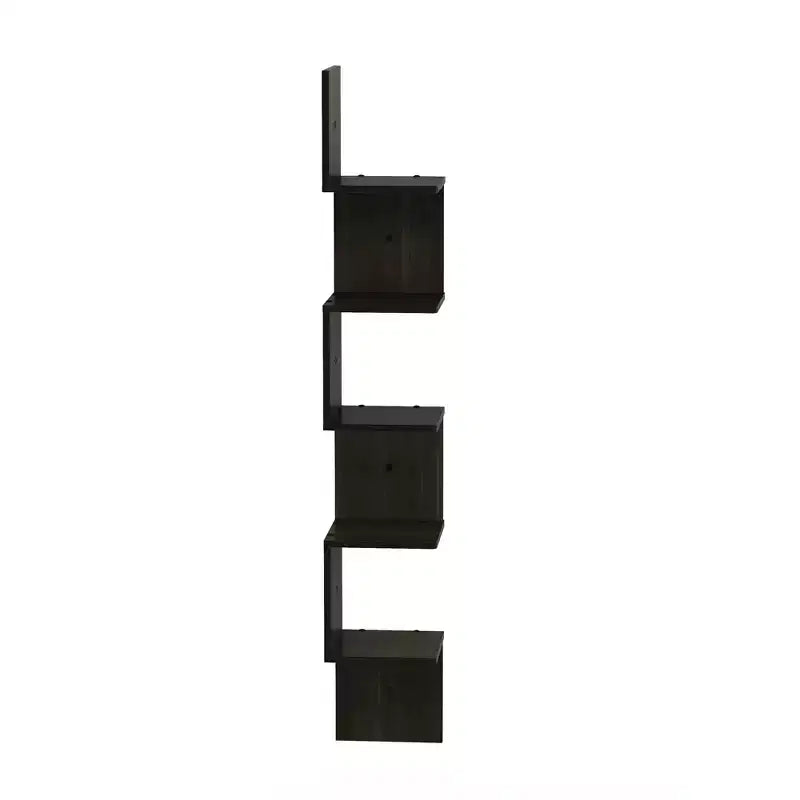 5-Tier S-Shaped Corner Bookshelf, Espresso