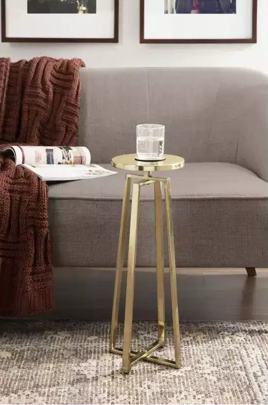 Round Iron Drink Table / Pedestal Side Table