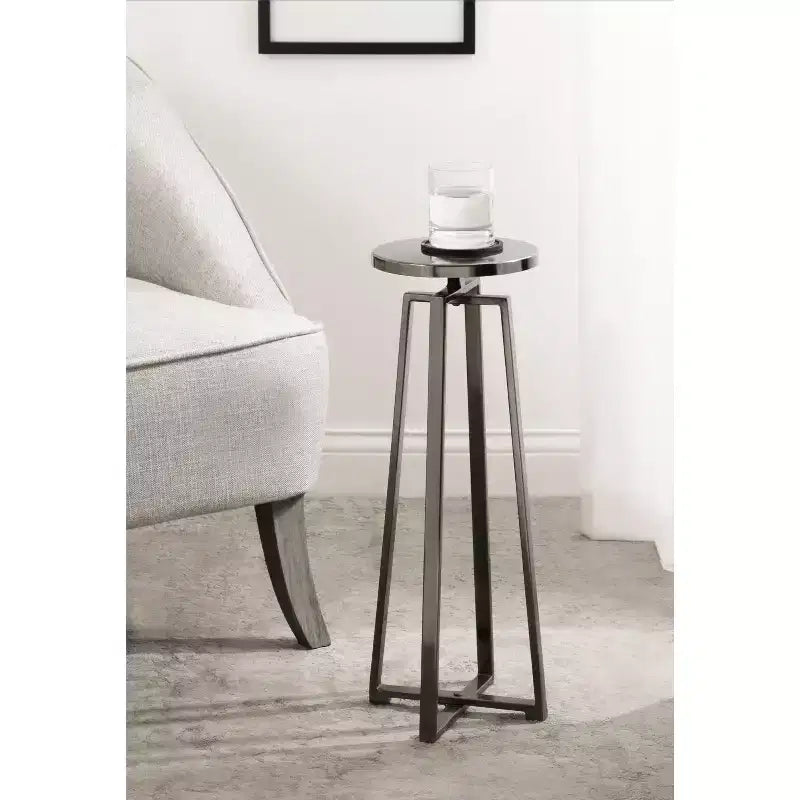 Round Iron Drink Table / Pedestal Side Table