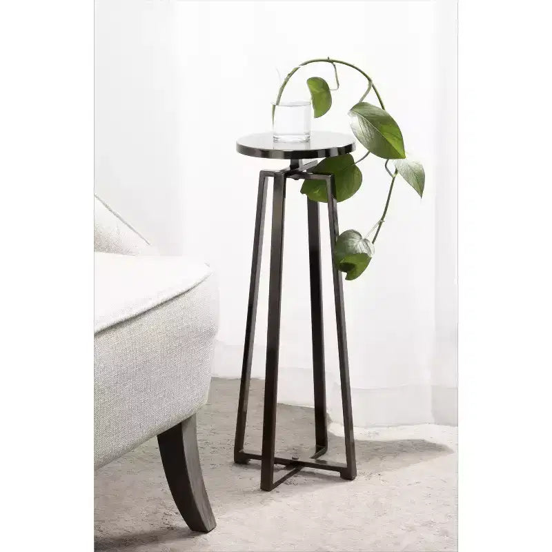 Round Iron Drink Table / Pedestal Side Table