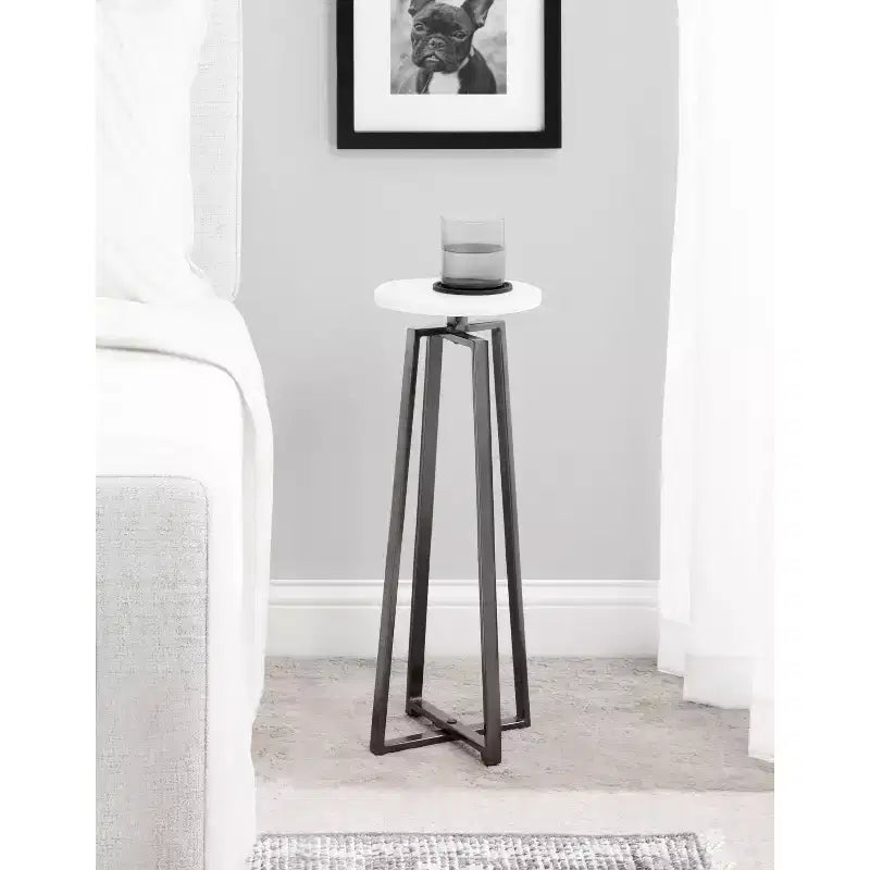 Round Iron Drink Table / Pedestal Side Table