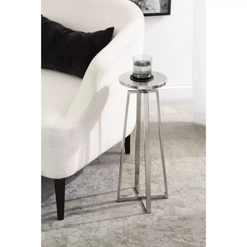 Round Iron Drink Table / Pedestal Side Table