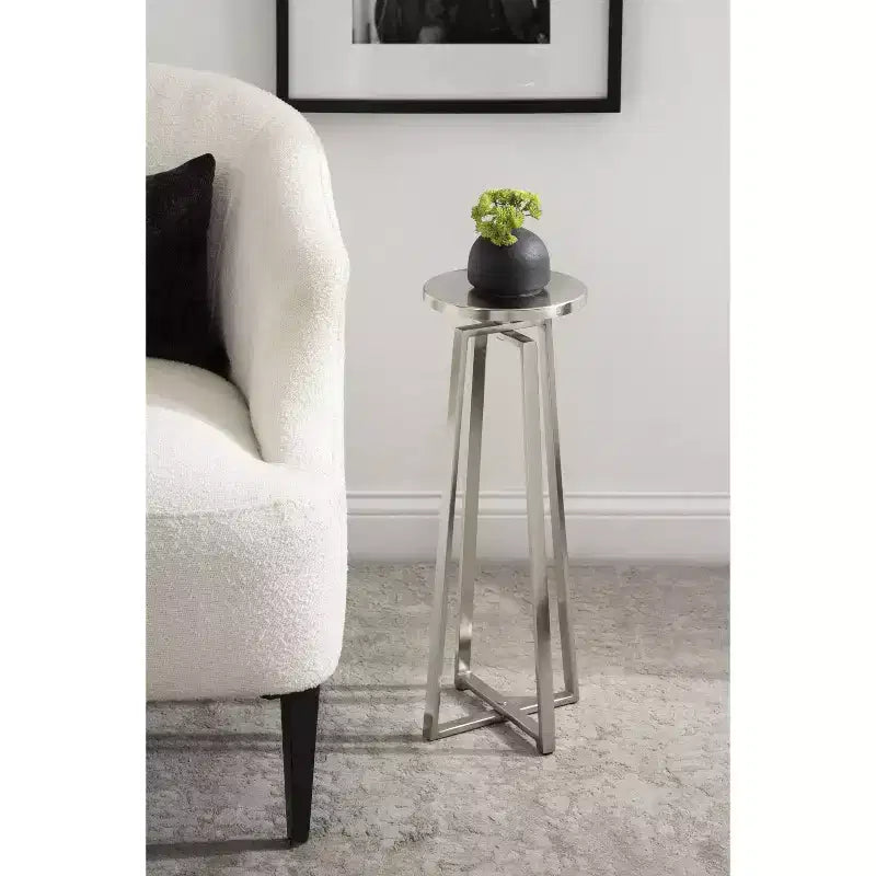 Round Iron Drink Table / Pedestal Side Table