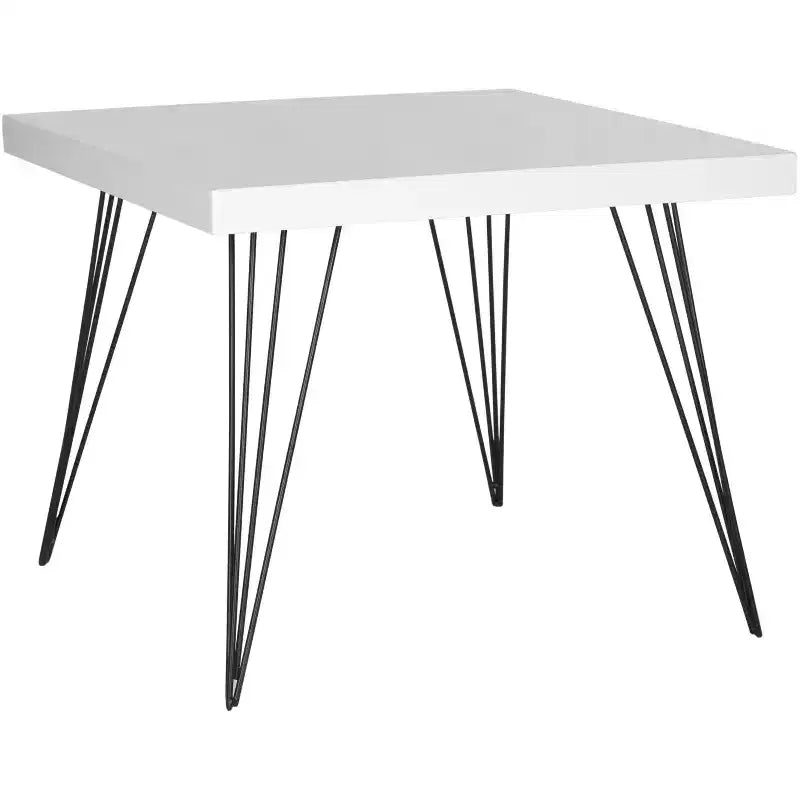 Wolcott Square Coffee Table - White Top, Black Hairpin Legs