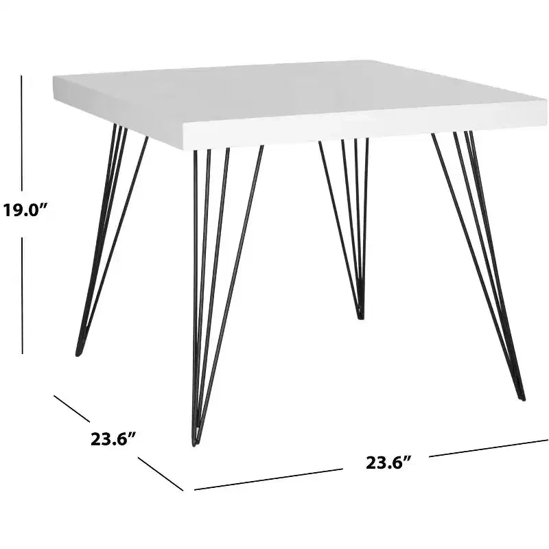 Wolcott Square Coffee Table - White Top, Black Hairpin Legs