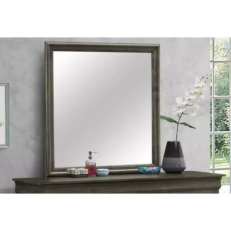 38" Classic Square Wood Framed Dresser Mirror