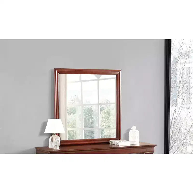 38" Classic Square Wood Framed Dresser Mirror