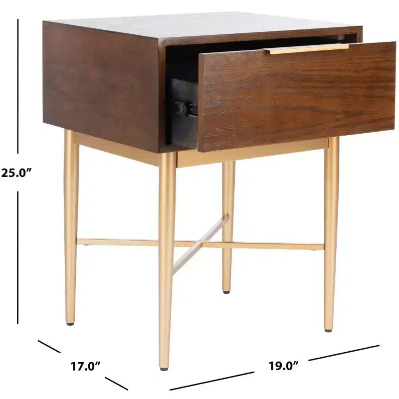 1-Drawer Nightstand with Velvet Drawer Lining