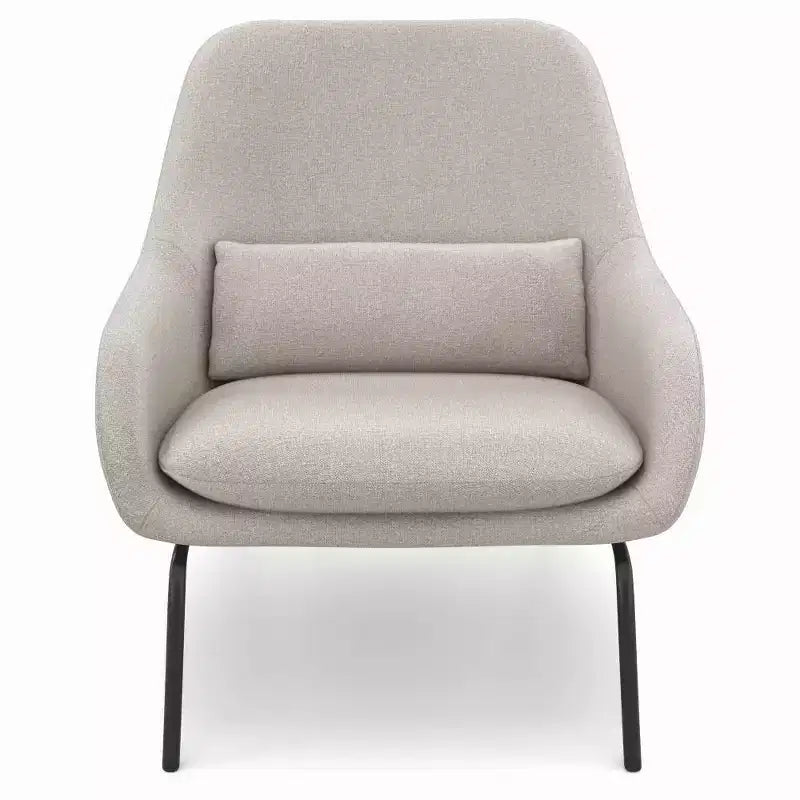 Linen Upholstered Accent Chair with Arms and Lumbar Pillow