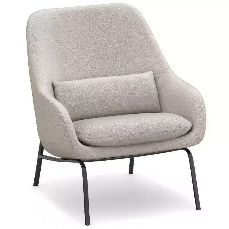 Linen Upholstered Accent Chair with Arms and Lumbar Pillow