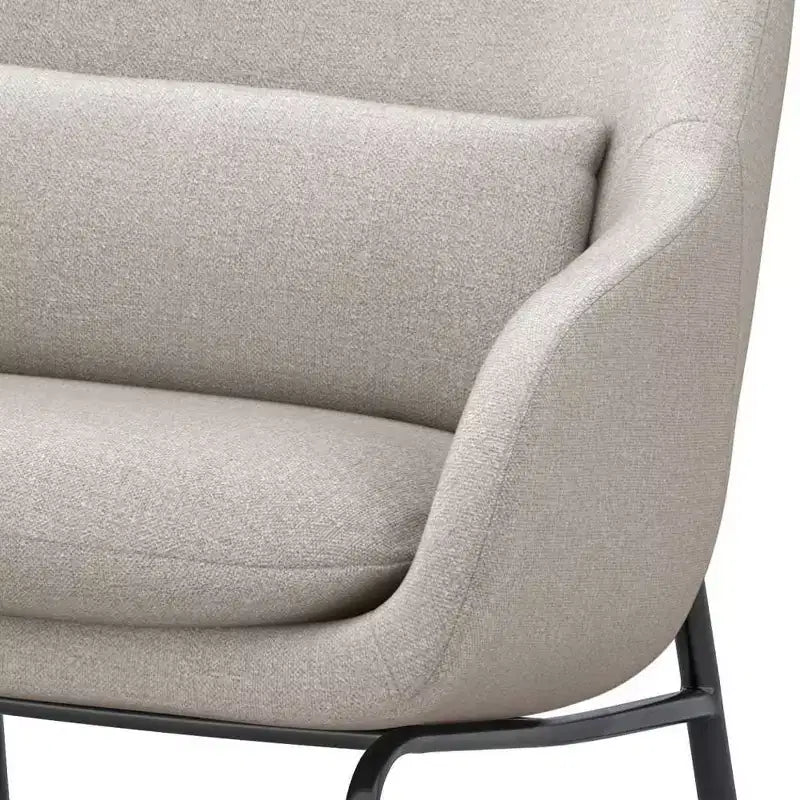 Linen Upholstered Accent Chair with Arms and Lumbar Pillow
