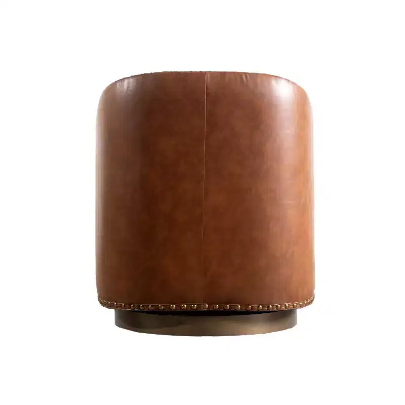 Club Style Commercial Barrel Accent Armchair with 360 Swivel Base and Nail Head Trim