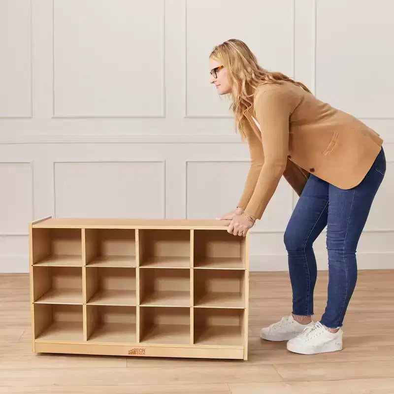 12-Cubby Mobile Tray Storage Cabinet, 3x4, Classroom Furniture