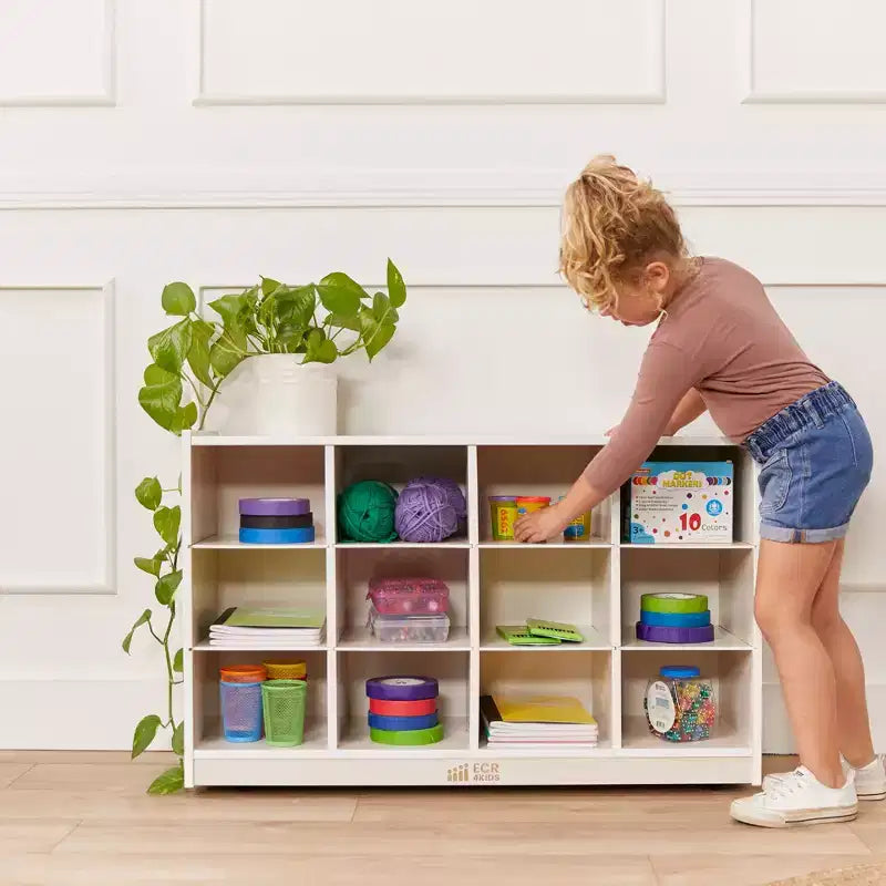 12-Cubby Mobile Tray Storage Cabinet, 3x4, Classroom Furniture