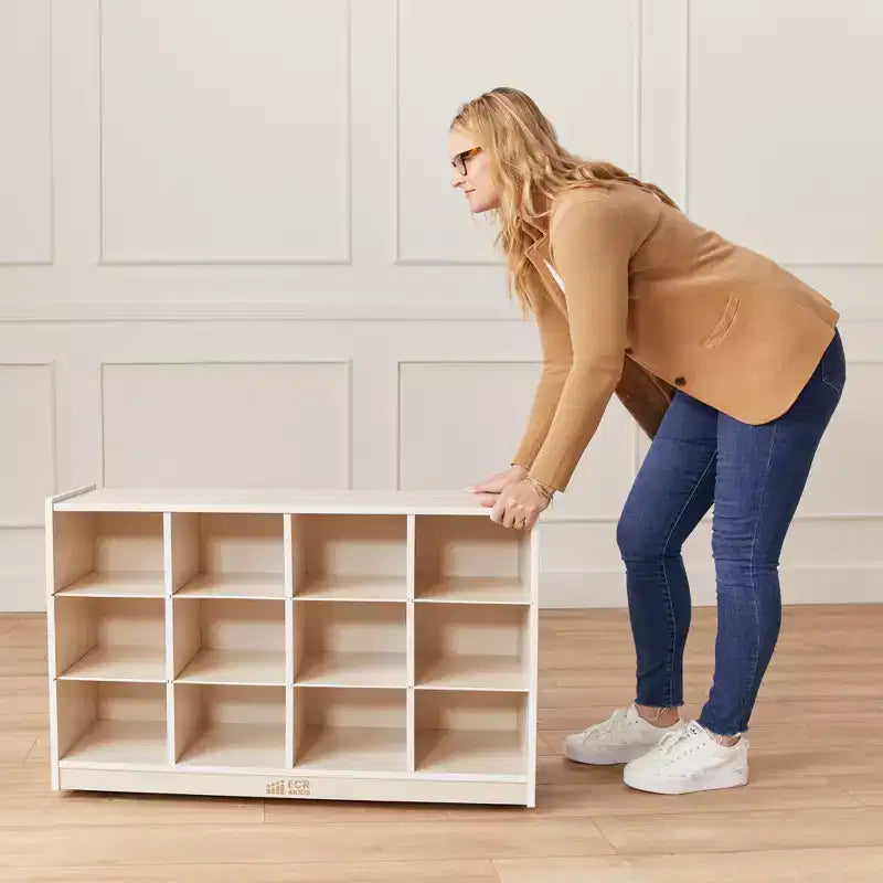 12-Cubby Mobile Tray Storage Cabinet, 3x4, Classroom Furniture